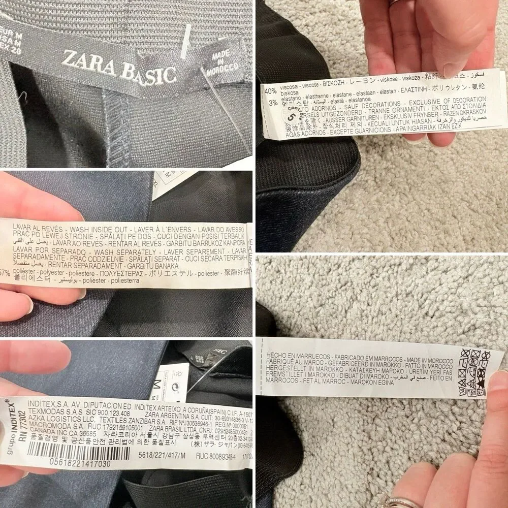 Zara Dark Gray Pull On Seamed Legging Pants Size M